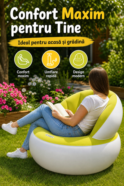 DeaL Scaun gonflabil confortabil 85x70 cm GALBEN