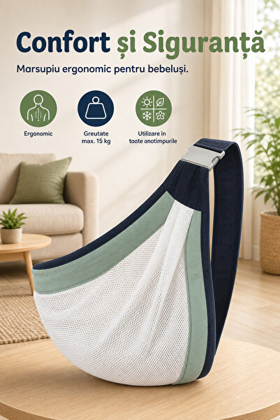 DeaL Marsupiu ergonomic pentru bebeluși, Greutate maximă 15 kg, Culoare verde
