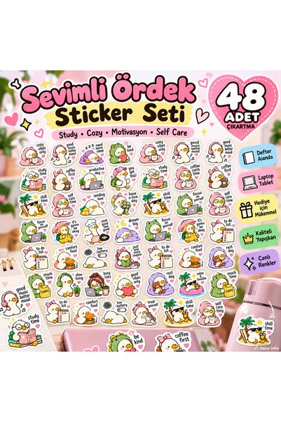 Sevimli Ördek Çıkartma Seti | Kawaii, Cozy, Study ve Günlük Yaşam Stickerları