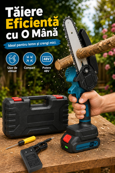 DeaL Macvi ®   Drujbă electrică de 6 inch, 21V, neagră, operare cu o singură ...