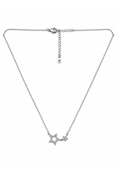 sacha Silver Necklace with Star Figure and Zircon Stone