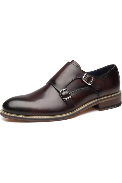 LABADA La Milano Mens Double Monk Strap Slip on Loafer Cap Toe Leather Oxford...