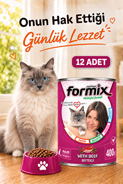 Biftekli Konserve Kedi Maması (Yetişkin) 400g 12 adet