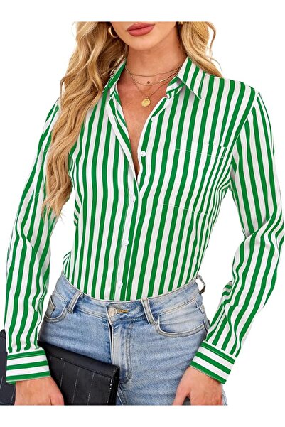 GENERAL Wrinkle-Resistant Silky Women Printed Button Down Shirt Long Sleeve