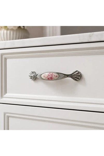 Tomurcuk Porselen Furniture Handle Chrome/White 180mm (198-55-128-18)