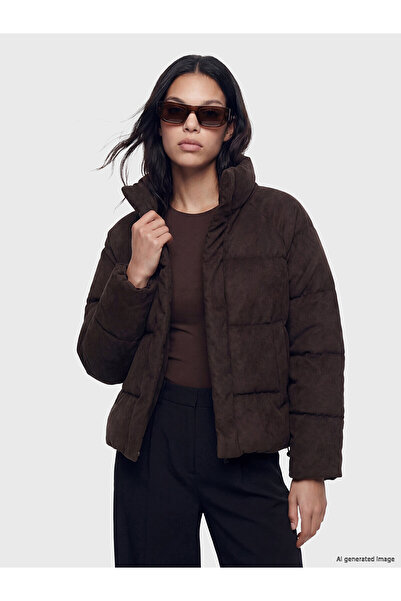 LC Waikiki Alita City Lcw Vision Brown Oversize Women's Puffer Coat with a Di...