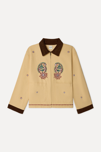 Mudo Kadın Bej Rengi Nakışlı Loose Fit Ceket
