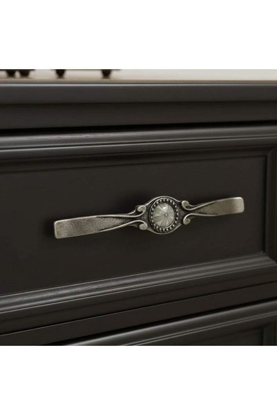 Tomurcuk Porselen Antique Silver/White Furniture Handle 96mm Handle (198-40-9...