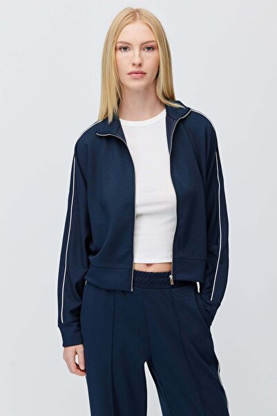 PAULMARK Women's Stand Collar Full Zipper Short Sweatshirt