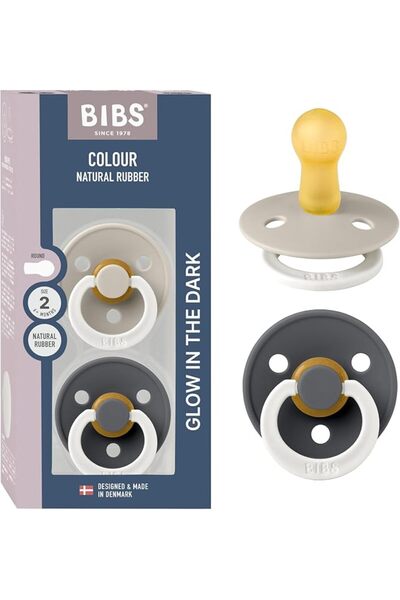 Bibs Liberty Pacifier | 2 Colour Natural Rubber Latex Soothers | Size 1 (0-6 ...
