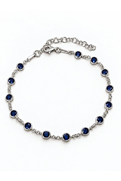 OJ Own Jewelry BENCH 925 Ayar Gümüş Yuvarlak Taşlı Kadın Bileklik – Altın ve Rodyum Kaplama – Safir - Aqua Marine - Zümrüt - Beyaz - Siyah Taş Seçenekleriyle