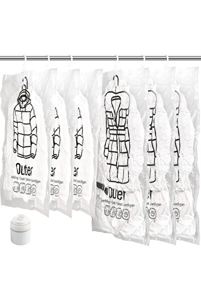 Generic 6PCS Hanging Vacuum Storage Bags for Clothes, Reusable Space Saver Co...