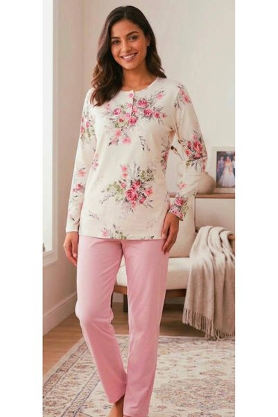 Miss Melina 100% Cotton Long Sleeve Women's Pajama Set