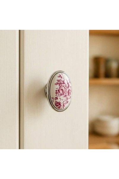 Tomurcuk Porselen White/Chrome Button Handle (198-55-D-18)