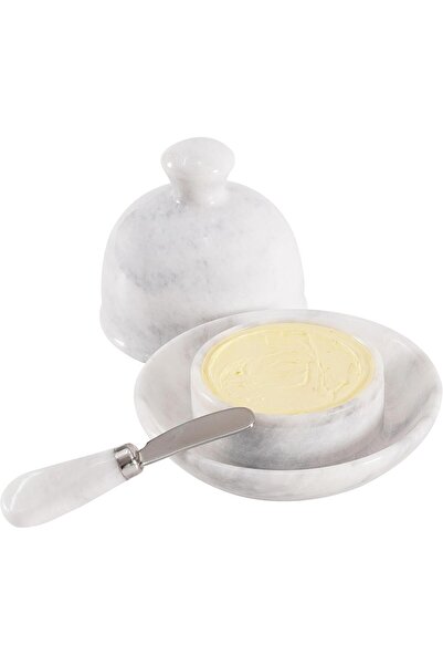 Generic Marble Butter Dish with Lid for Countertop 6" French Butter Crock