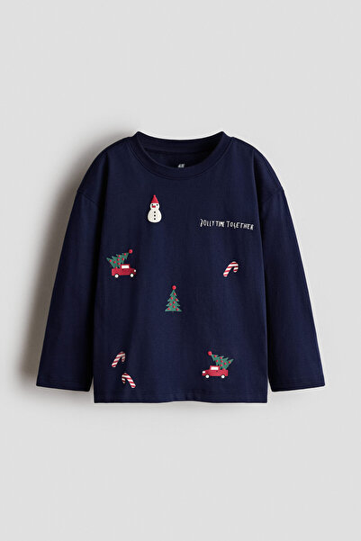 H&M Uzun Kollu ve Baskılı Tişört