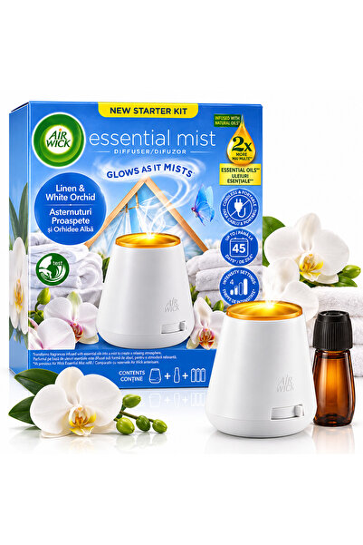 Air Wick Difuzor de aromă, Aparat+ Rezervă, Aromă de Orhidee Albă + Așternutu...