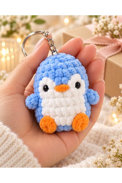 Masal Örgü Evi Penguen Anahtarlık El Yapımı Amigurumi Örgü Peluş Çanta Süsü S...