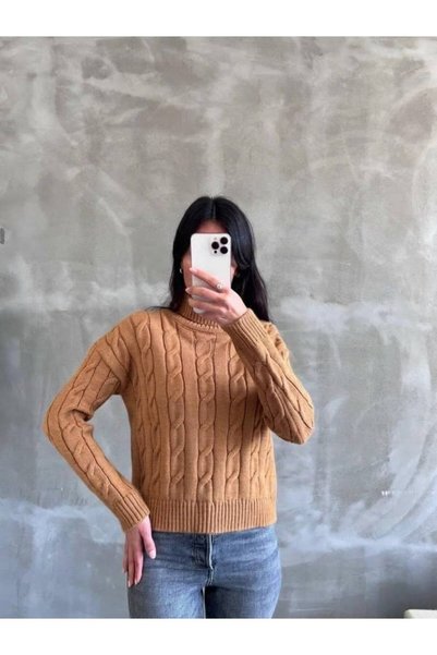 MAESTRO WOMAN Women's Camel Turtleneck Sweater