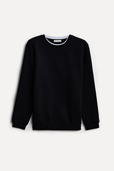 Mudo Erkek Siyah Bisiklet Yaka Sweatshirt