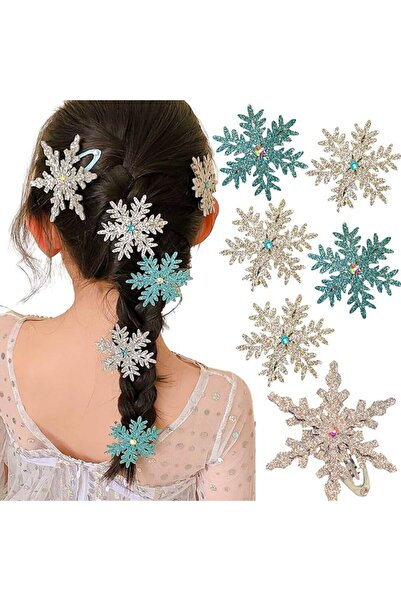 ASKIND 6Pcs Snowflake Princess Hair Clips, Blue White Hair Accessories, Bow, ...