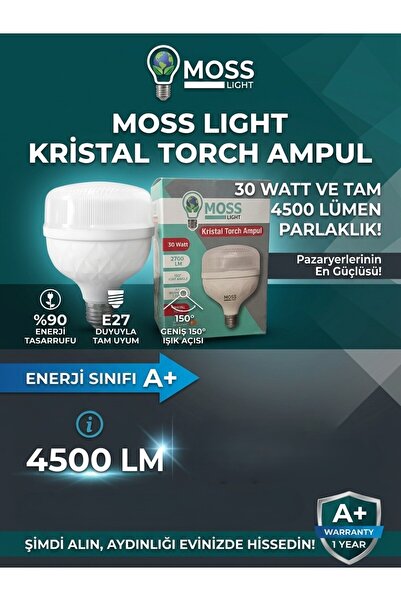 moss light VİP AYDINLATMA / 30W KRİSTAL TORCH AMPUL BEYAZ IŞIK