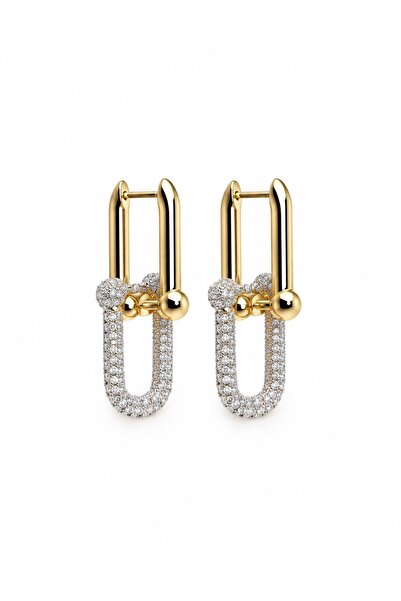 sacha Interlocking Stone Gold Silver Hoop Earrings