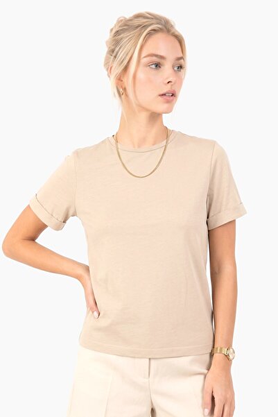 Alexa Dash Tricou basic din bumbac cu guler rotund