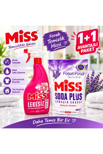 Miss lavantali soda plus 500 g, lekesiz koltuk hali kumas temizleyici sprey 7...