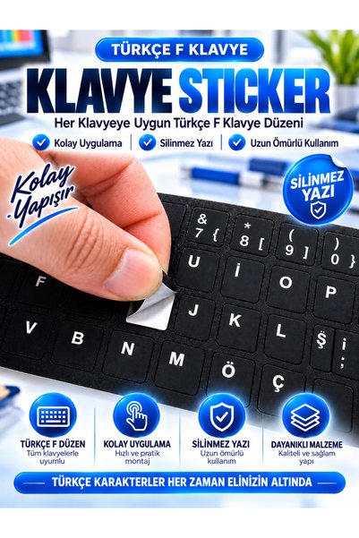 MVLH Türkçe F Klavye Etiketi / Laptop Pc Sticker / Pvc-Keyboard Sticker / PVC...