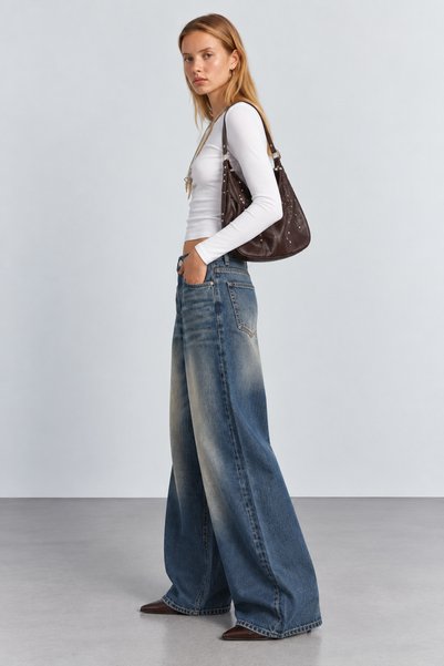 Manche Washable Wide Leg Women's Jean Pants |   Mkw4611634-1