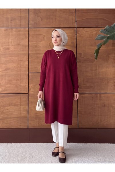 Modanurseda Tesettür Oversize Uzun Triko Tesettür Tunik