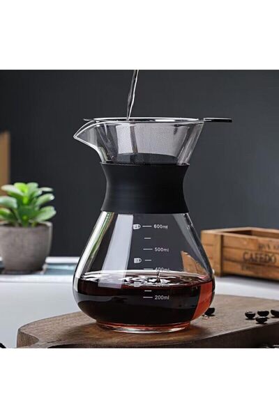 Generic طقم صانع القهوة بالتقطير اليدوي، سعة 600 مل، طقم صانع القهوة الزجاجي ...