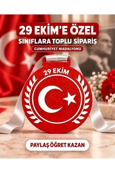 29 EKİM CUMHURİYET BAYRAMINA ÖZEL AY YILDIZ MADALYA (10 ADET)