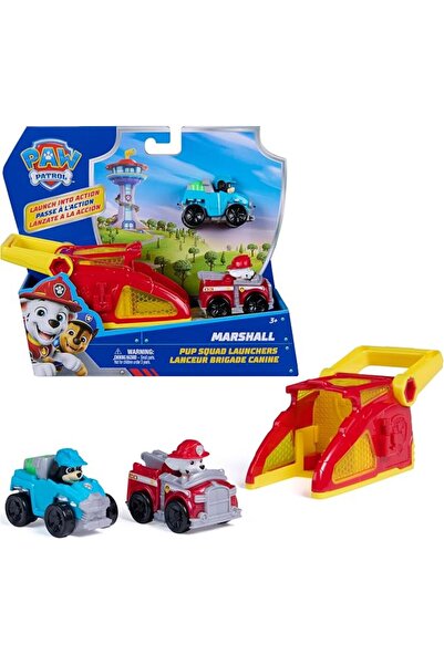 PAW PATROL لعبة إطلاق بوب سكواد مع مركبات مارشال وريكس الصغيرة، مجموعة إطلاق ...