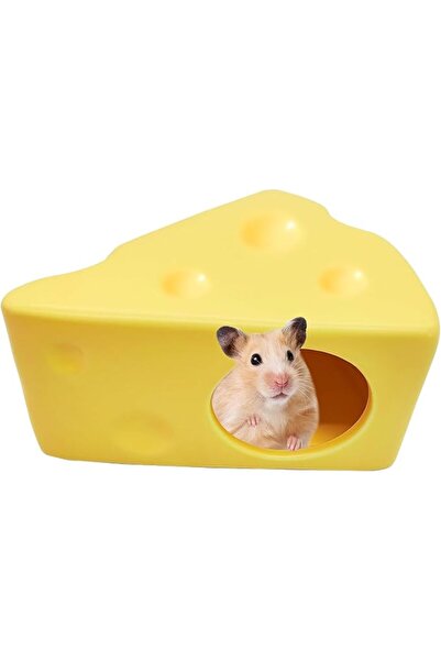KASTWAVE Ceramic Hamster Hideout, Cheese-Shaped Small Pet House and Cozy Bed ...