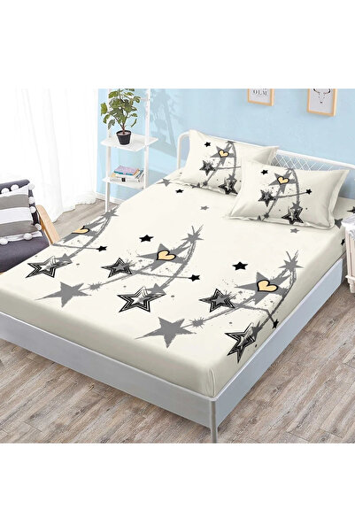 decorami Stretchy sheet, FINET, 180x200cm, 2 pillowcases 50x70cm, Cream, star...