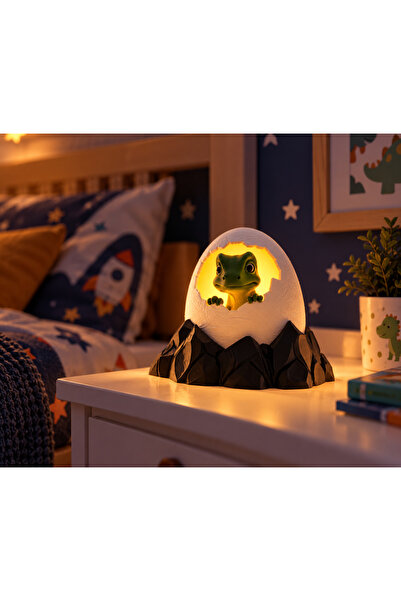 YUNA Ejderha Yumurtası Gece Lambası 11 cm 3D Baskı Dekoratif LED Lamba