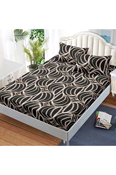 decorami Stretchy Sheet, 180x200 cm + 2 Pillowcases 50x70 cm, Brown, abstract