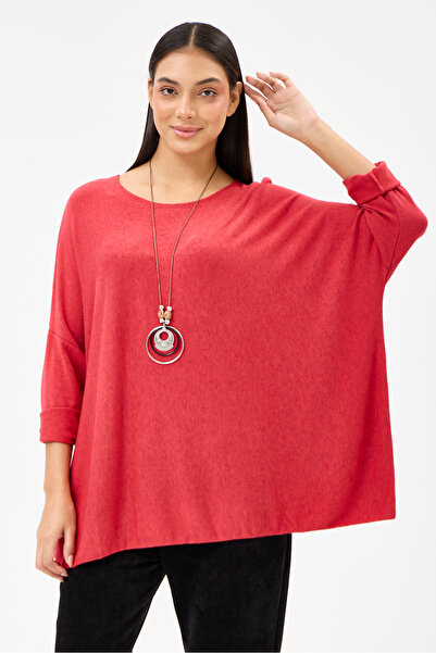 della moor Women's Red Italian Collared Oversize Lycra Knitwear Sweater 40 - ...