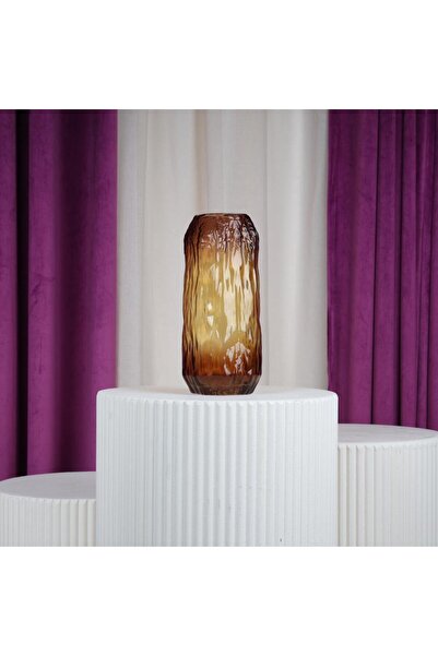 OEMS Brown Corrugated Glass Vase