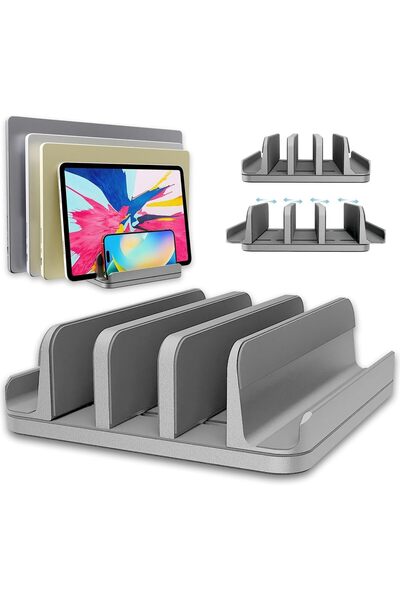 Generic Vertical Laptop Stand Holder 5 Slots, Aluminum Space-Saving Laptop Ho...