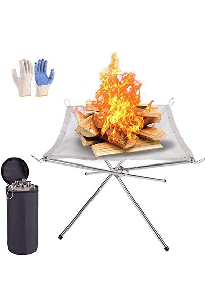 Generic upgrade foldable stainless steel mesh fire pit wood burning, pit 22 i...