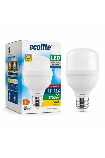 SeKaTech Ecolite 17W LED Ampul 3000K Sarı Işık 1750 Lümen 112W Eşdeğer E27 Duylu Yüksek Güçlü LED Ampul