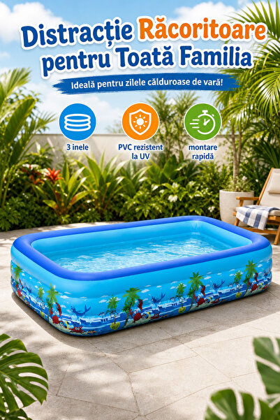 MACVI Piscina gonflabilă pentru familie 210 x 135 x 54 cm, Design tropical
