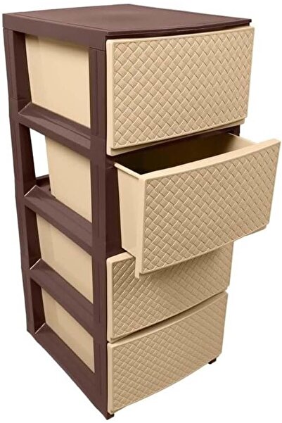Generic Rattan Storage Unit Drawer Organizer, White Plastic Rattan Constructi...