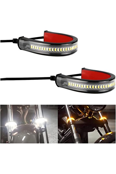 Generic 2Pcs Motorcycle LED Turn Signal Light, Adjustable Switchback Dual-Col...