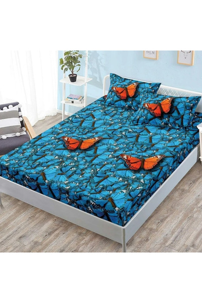 decorami Stretchy sheet, FINET, 180x200cm, 2 pillowcases 50x70cm, Blue, Butte...