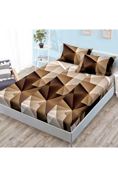 decorami Stretchy sheet, FINET, 180x200cm, 2 pillowcases 50x70cm, Brown, diam...