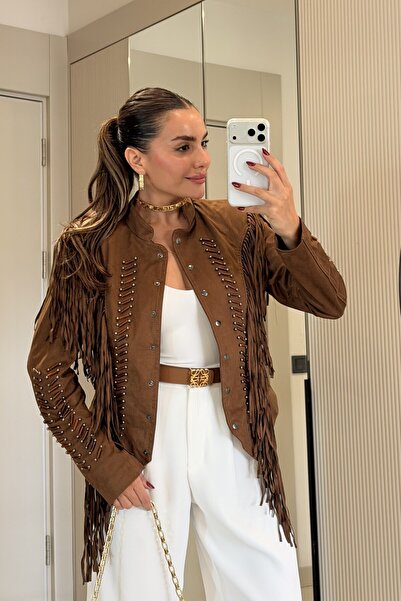 Gizem Ecemiş Laurel Kahve Püsküllü Tasarım Ceket